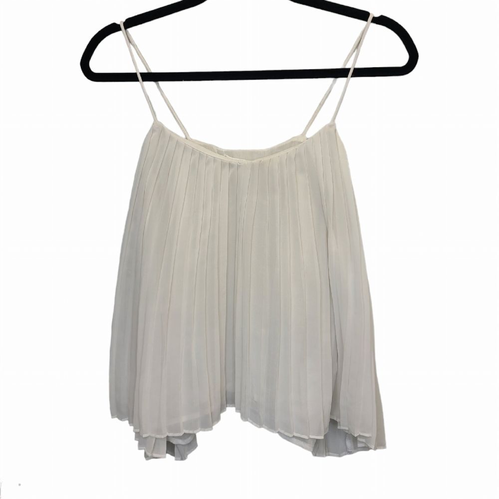 Abercrombie & Fitch Womens Sheer Pleated Accordian Cream Flowy Blouse S